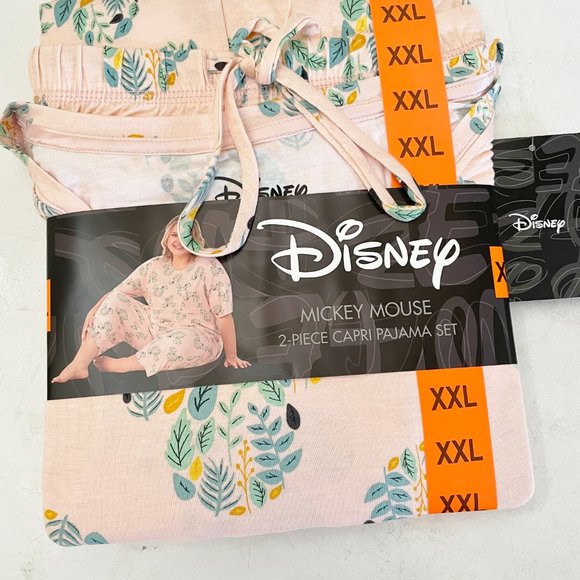 NEW Disney Mickey Mouse 2 Pc Capri Pajamas Set NWT XXL 20-22 - Picture 1 of 5
